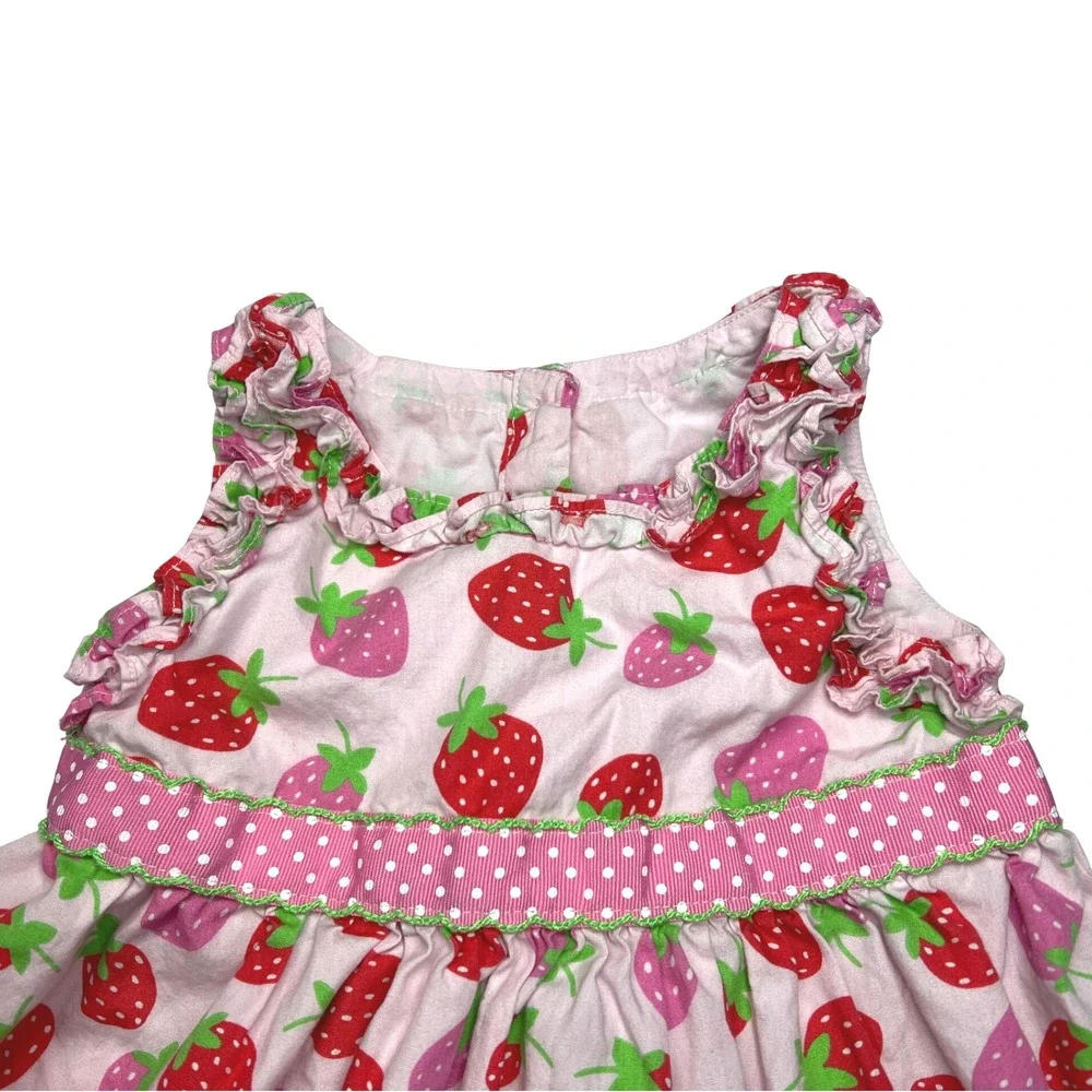 Gymboree Strawberry Ruffle Dress Pink 18-24M Cotton Poplin‎ Strawberry Patch EUC